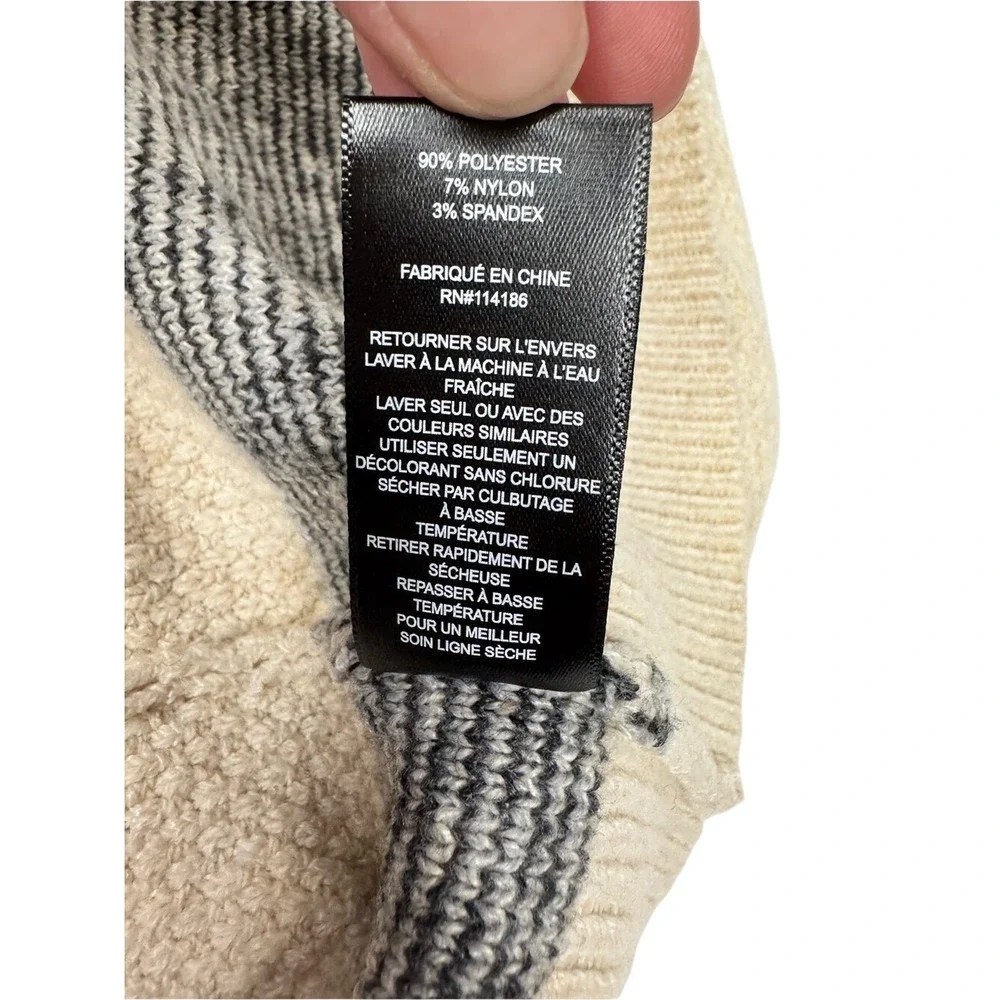 FRYE Cream Shawl Collar Cardigan with Black & Gray Fair Isle Inspired - Picture 9 of 9